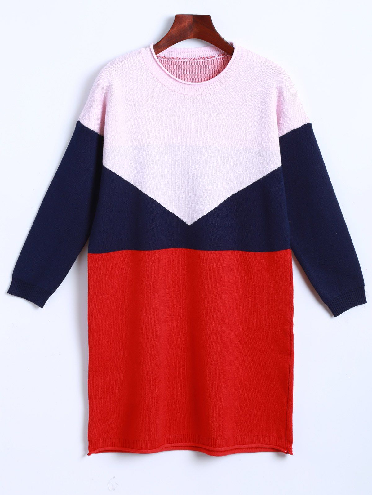 

Knitted Color Block Dress, Pink