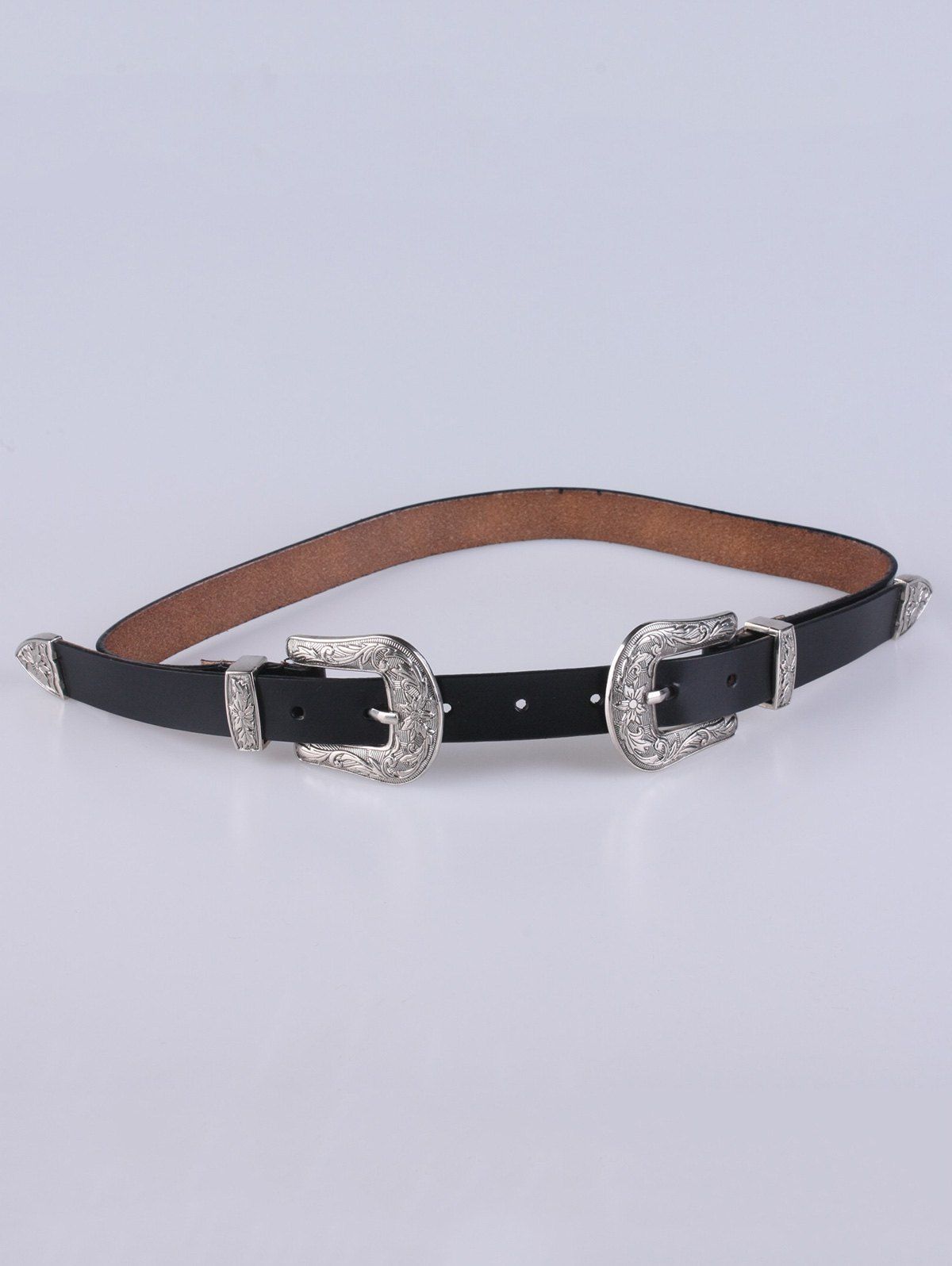 [17% OFF] 2021 Embellished Double Pin Buckle Belt In BLACK | DressLily