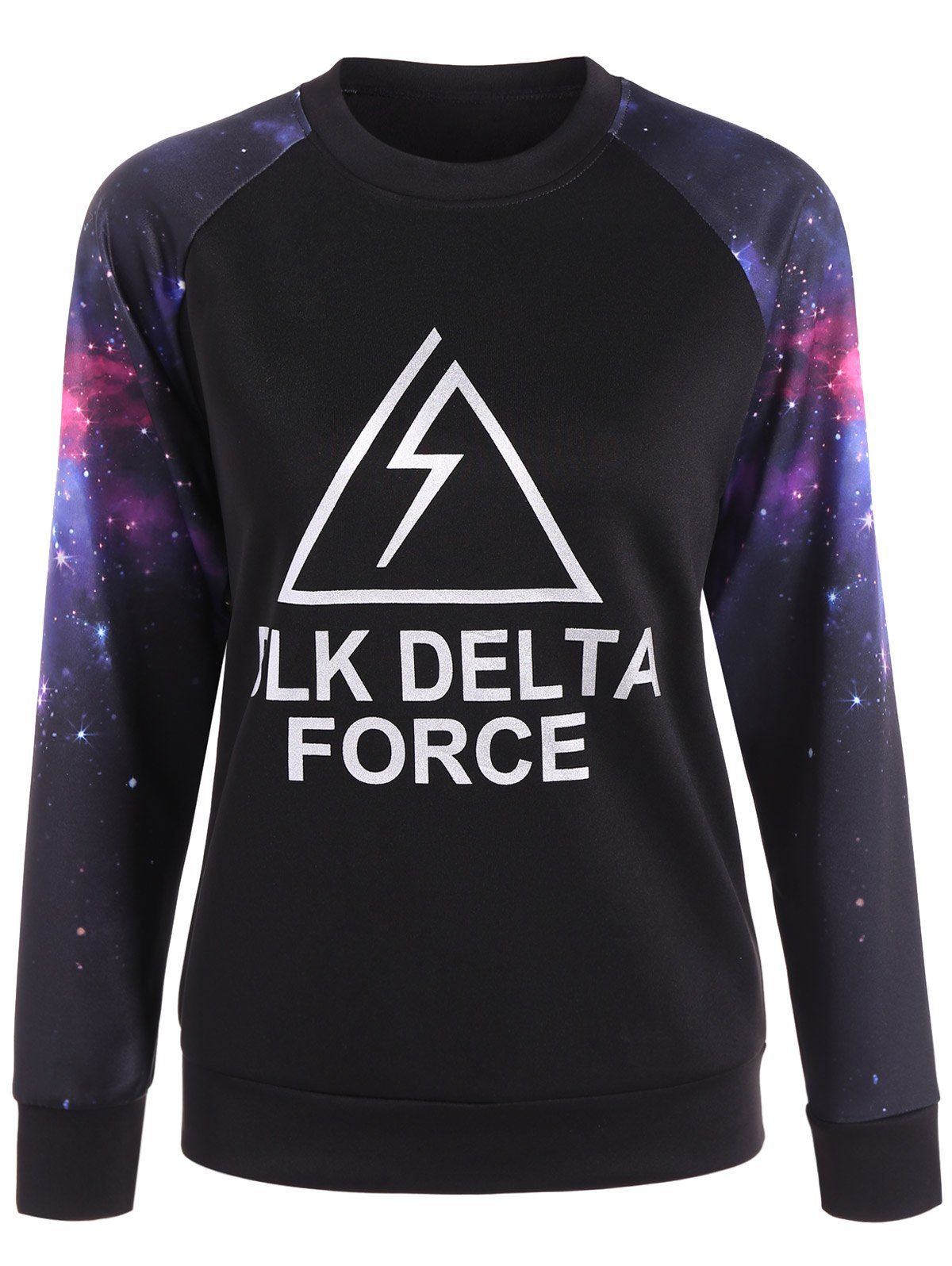 

Letter Galaxy Print Pullover Sweatshirt, Black