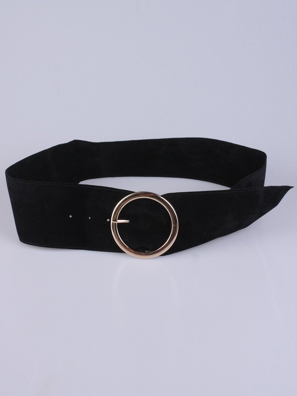 Coat Wear Hollow Ring Velvet Belt - BLACK 