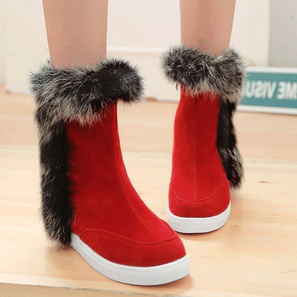 faux fur mid calf boots