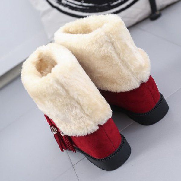 red boots with tassels