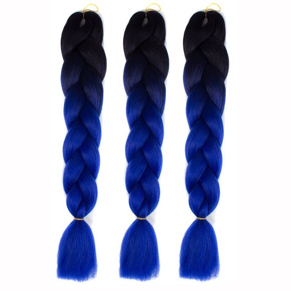 1 Pcs Multicolor Tressé résistant à la chaleur fibre Hair Extensions - Noir et Bleu 