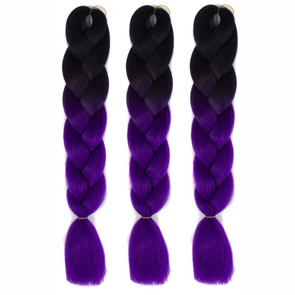 1 Pcs Multicolor Tressé résistant à la chaleur fibre Hair Extensions - Noir et Violet 
