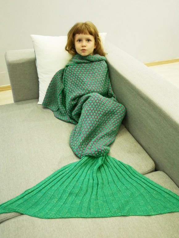 Couverture Queue de Sirène Enveloppant de Sofa Sac de Couchage en Tricot - Vert clair 