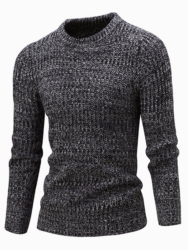 

Crew Neck Ribbed Knitted Slim Fit Sweater, Black