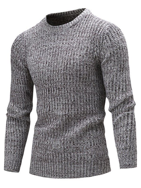 

Crew Neck Ribbed Knitted Slim Fit Sweater, Deep gray