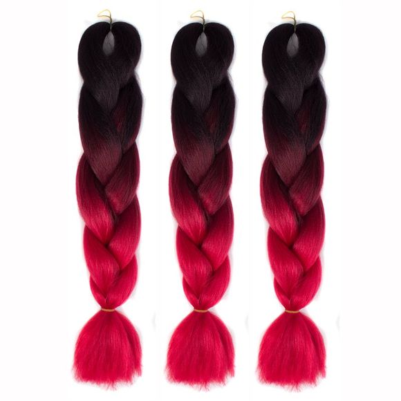 1 Pièces Extensions de Cheveux Tressés Longs avec Fibres Résistantes à la Chaleur Multicolore - Noir et Rouge 