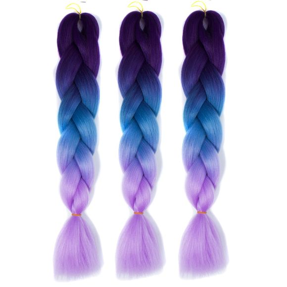 1 Pièces Extensions de Cheveux Tressés Longs avec Fibres Résistantes à la Chaleur Multicolore - coloré 