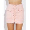 Outdoor Criss Cross Bandage Faux Suede Mini-jupe - Rose S