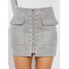 Outdoor Criss Cross Bandage Faux Suede Mini-jupe - Gris S