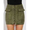 Outdoor Criss Cross Bandage Faux Suede Mini-jupe - Vert Armée M
