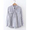 Manches longues Haut Bas Chemise rayée - Gris S