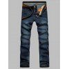 Jeans + Cotton Straight Leg Bleach Wash Zipper Fly Denim - Bleu Toile de Jean 38