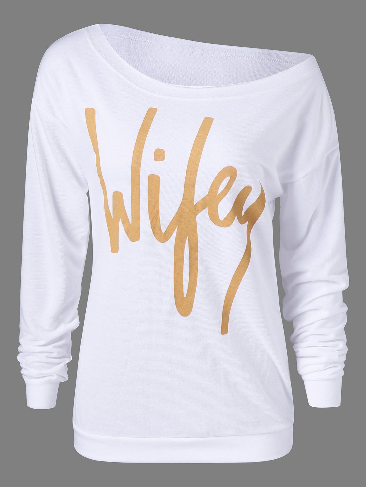 

Skew Collar Graphic Print Sweatshirt, White
