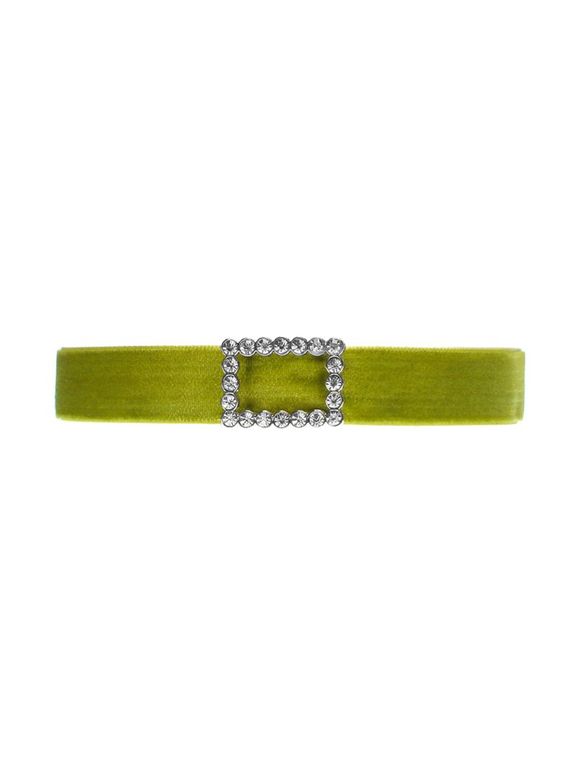 Collier de velours avec boucle strass géometrique - Vert 