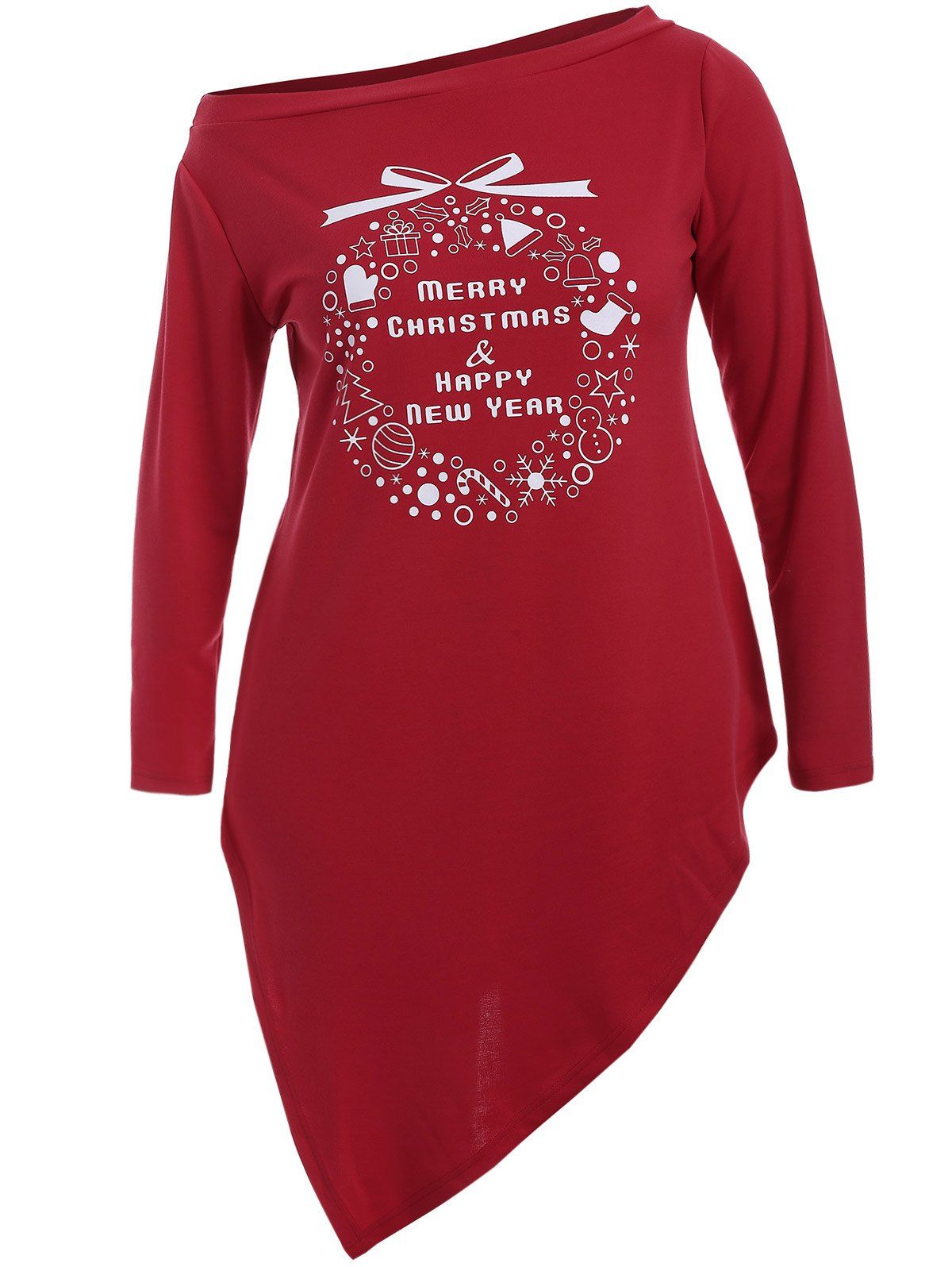 

Christmas Graphic Longline Tee, Red