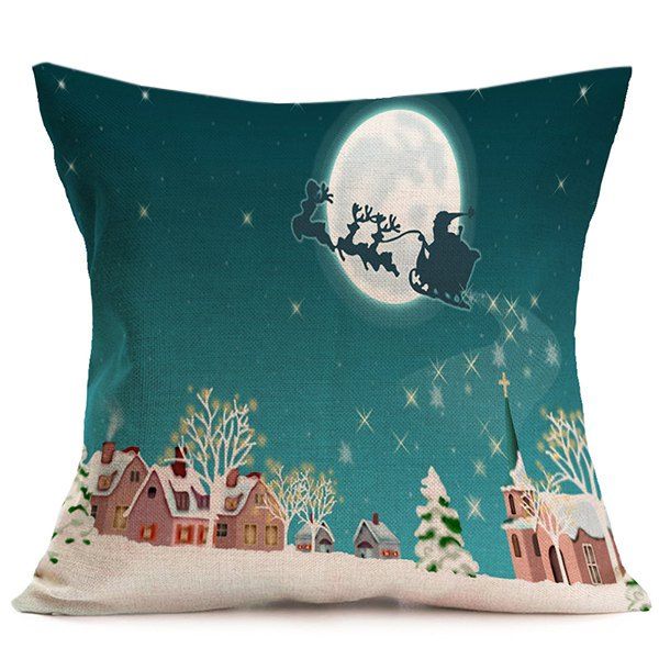 

Merry Christmas Peaceful Night Cushion Throw Pillow Cover, Blackish green