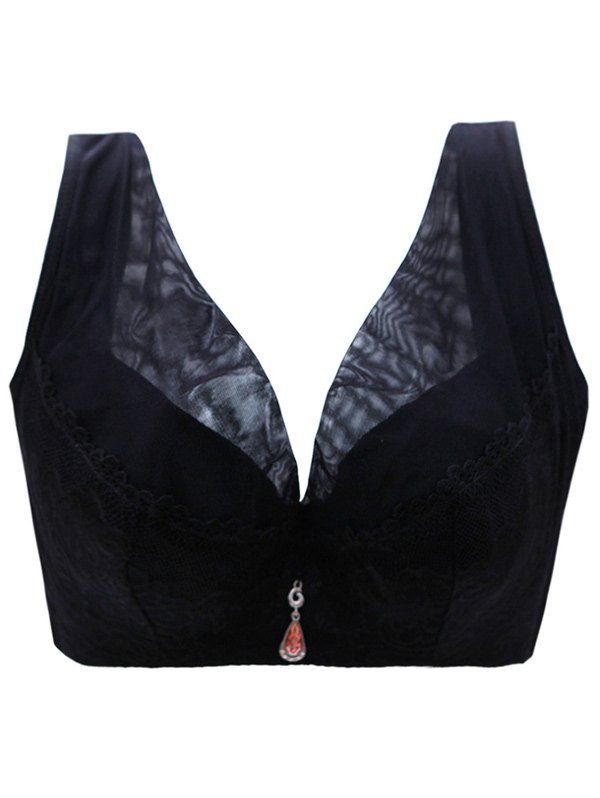 

Plus Size Pendant Embellished Full Cup Push Up Bra, Black