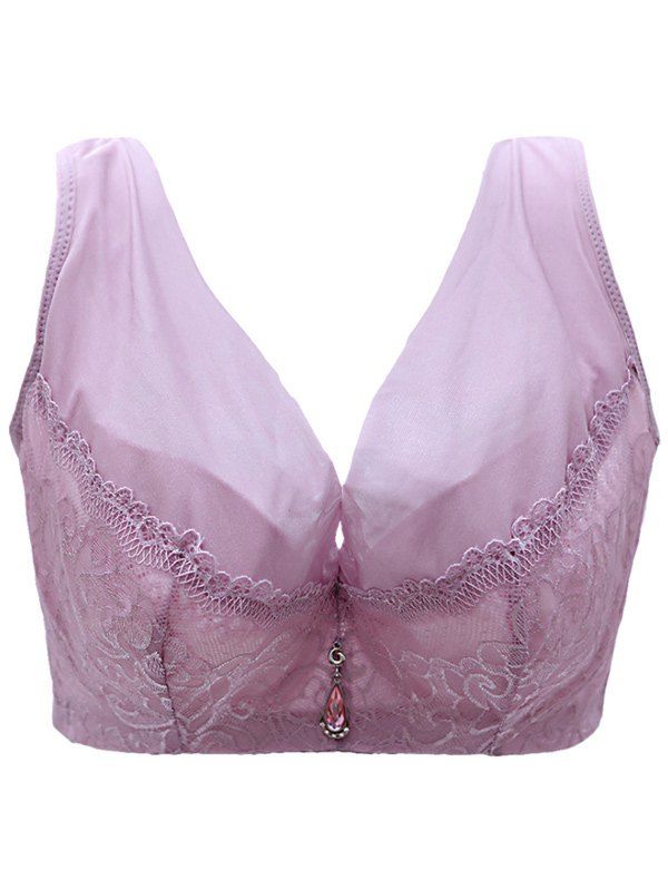 

Plus Size Pendant Embellished Full Cup Push Up Bra, Light purple