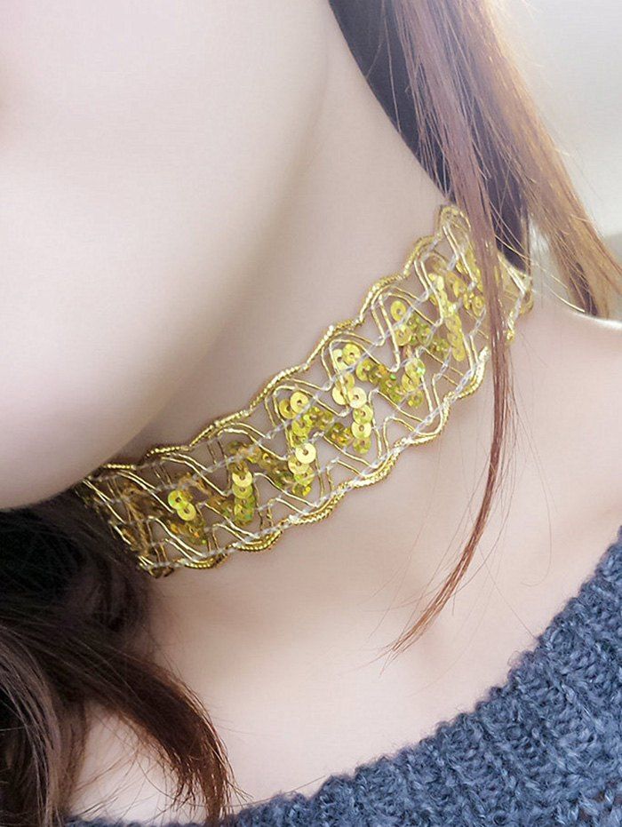 

Sequins Choker Necklace, Golden