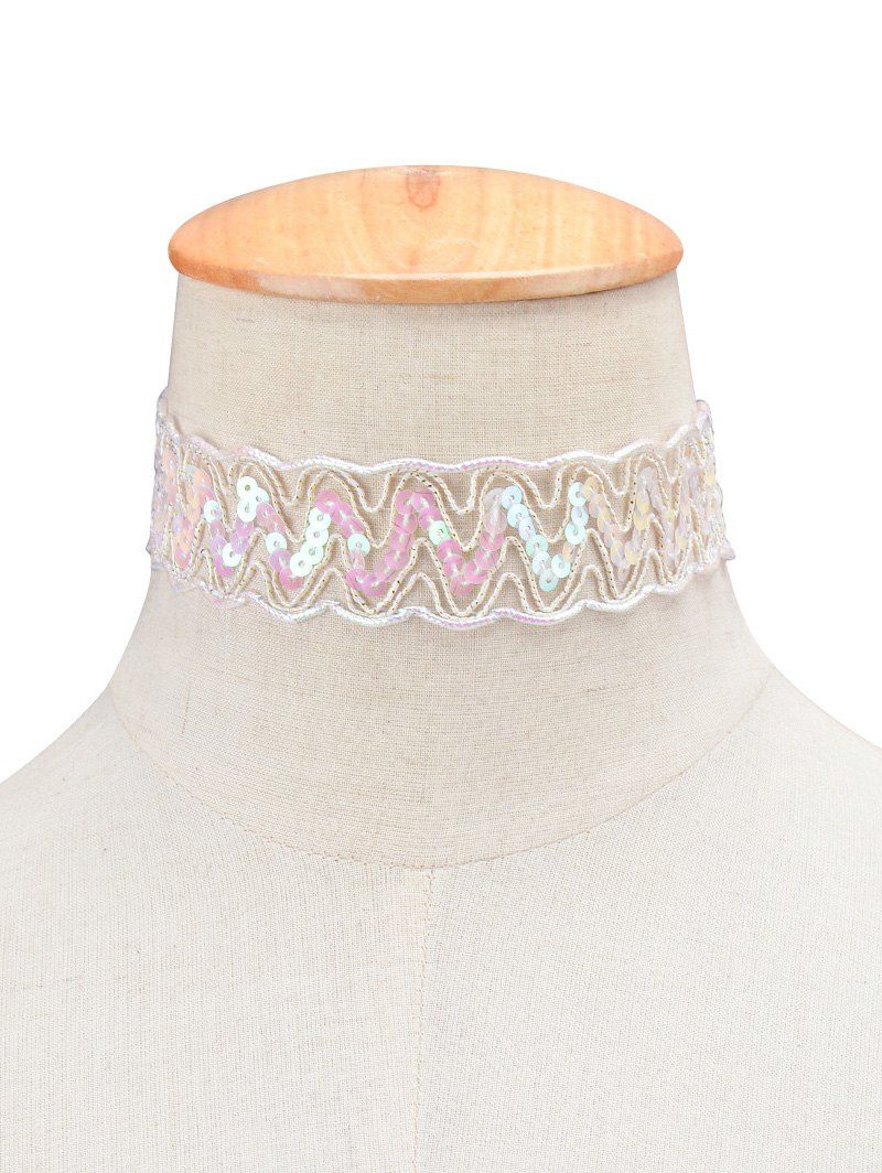 

Sequins Choker Necklace, Pink