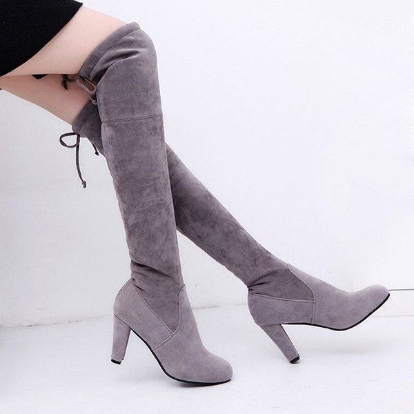 suede chunky heel boots