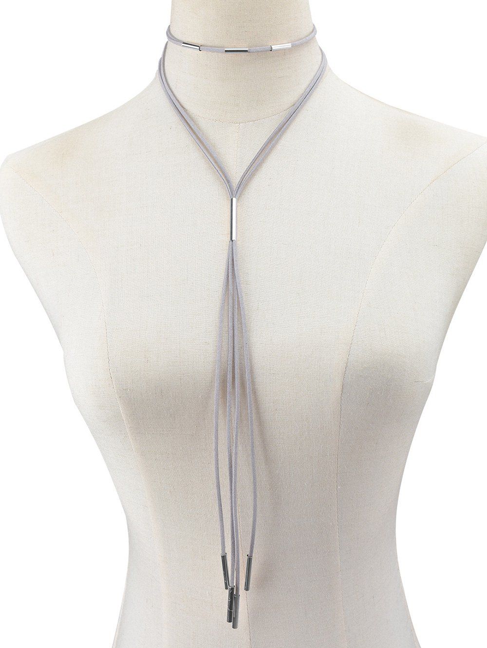 

Faux Leather Rope Necklace, Gray