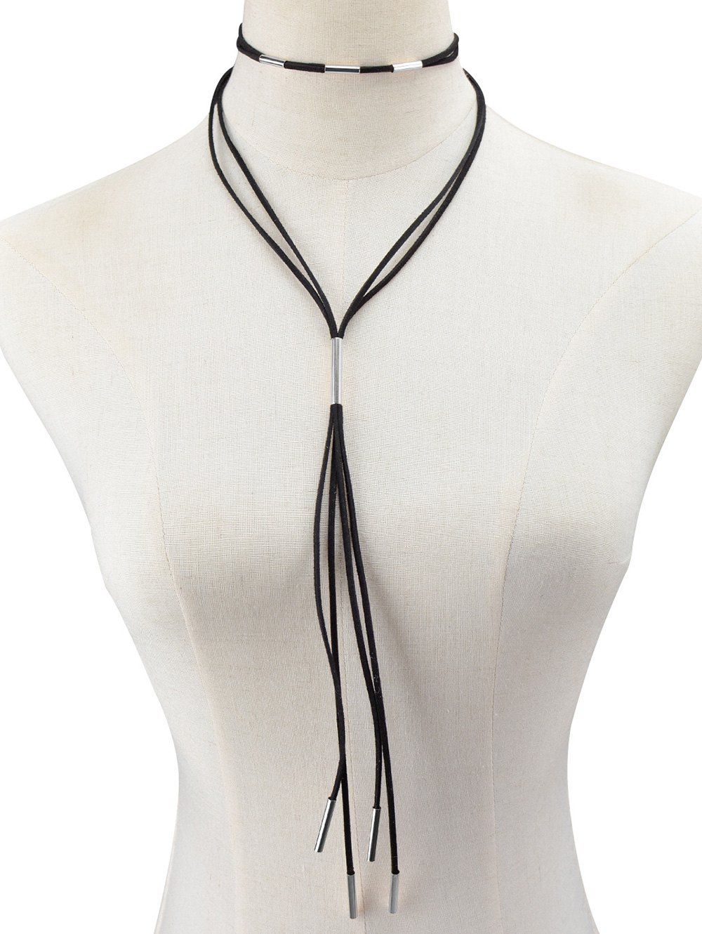 

Faux Leather Rope Necklace, Black