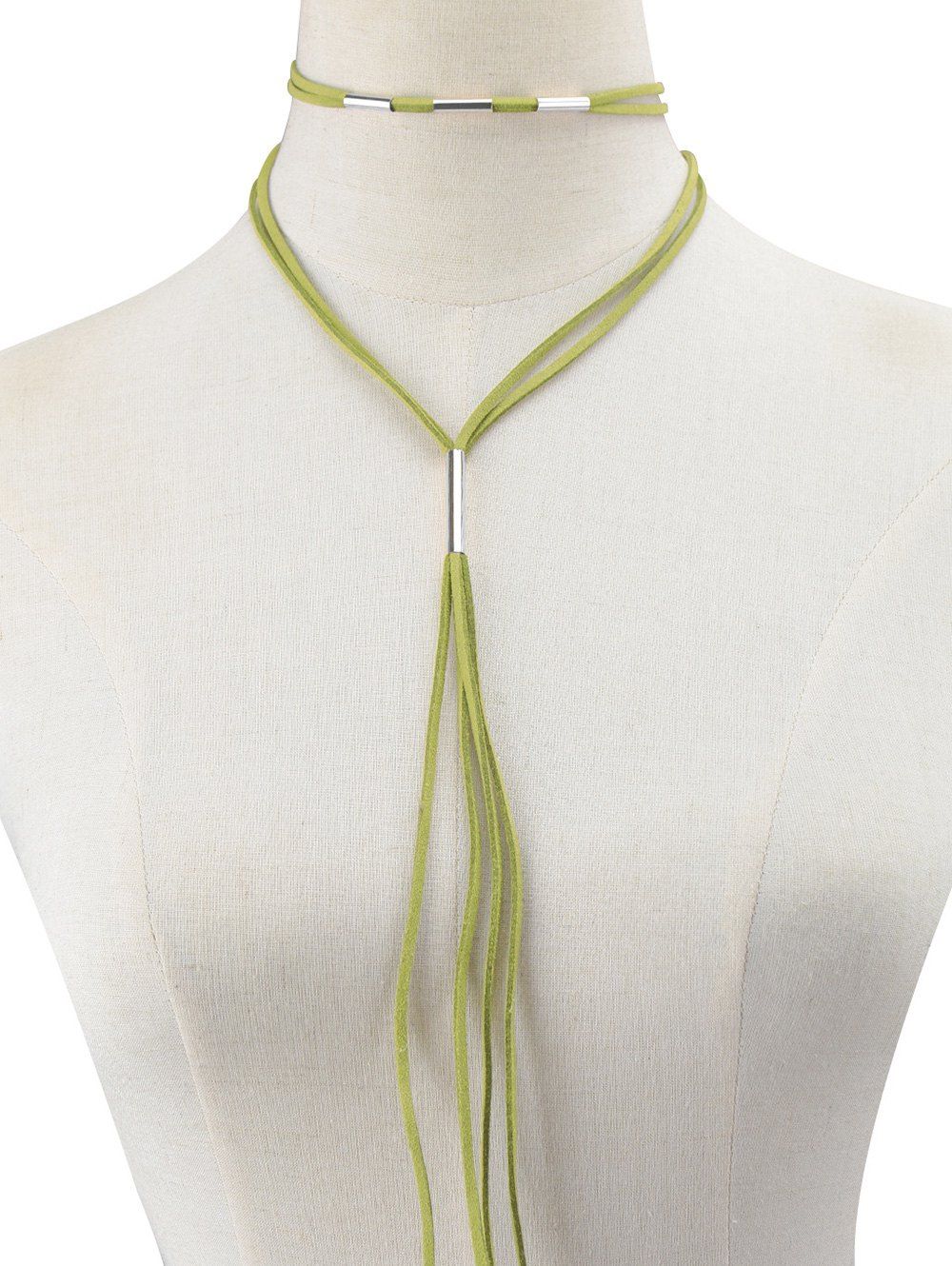 

Faux Leather Rope Necklace, Green