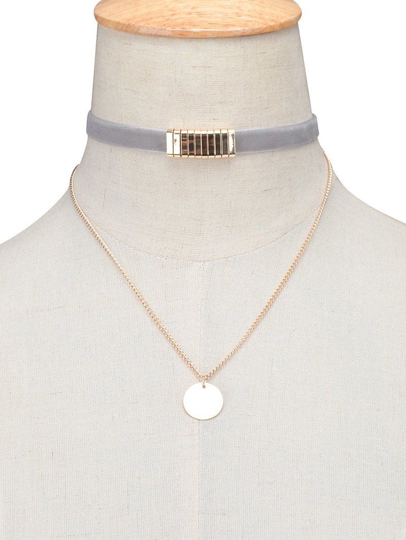 

Vintage Circle Paillette Velvet Choker Necklace, Gray