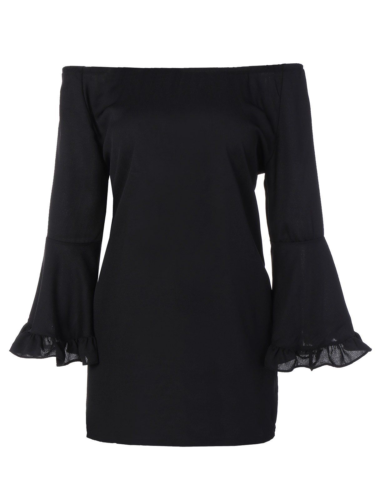 

Bell Sleeve Flounce Off The Shoulder Blouse, Black
