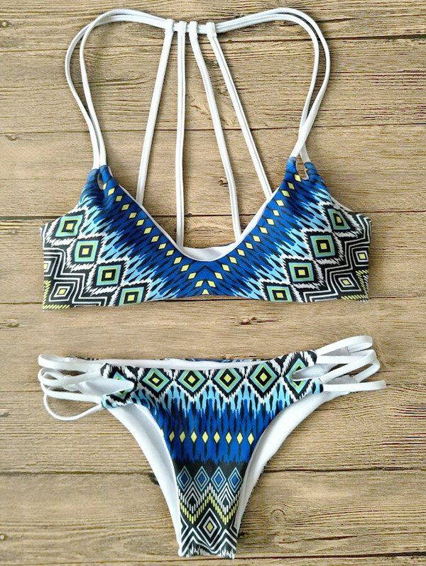 

Stringy Geometric Print Bikini, Multicolor