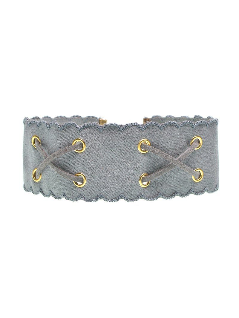 

Faux Leather Velvet Choker, Gray