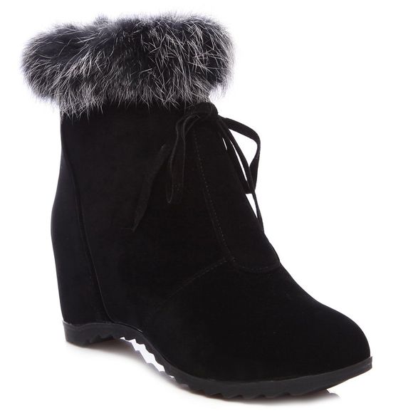 Bottes Invisible Wedge fausse fourrure cheville - Noir 37