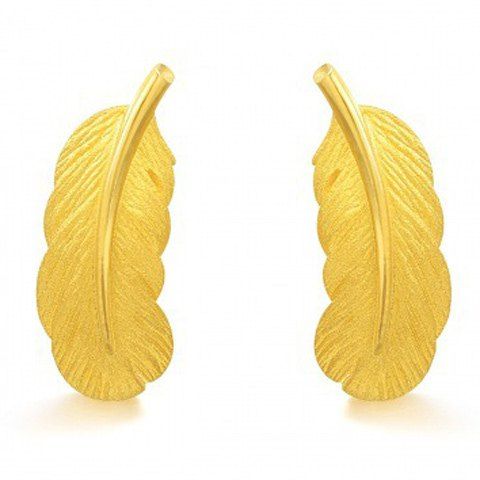 

Feather Shape Drop Earrings, Golden