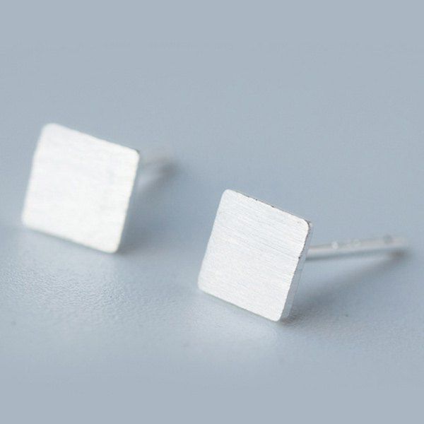 

Square Earrings, Silver