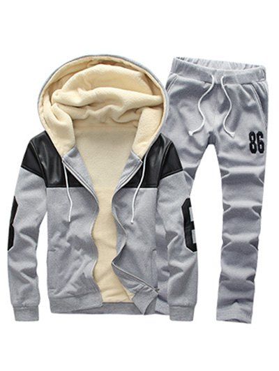 

PU Panel 86 Printed Hoodie and Sweatpants Twinset, Light gray