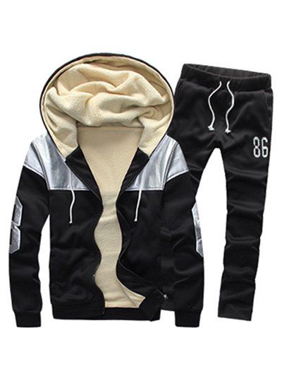 

PU Panel 86 Printed Hoodie and Sweatpants Twinset, Black