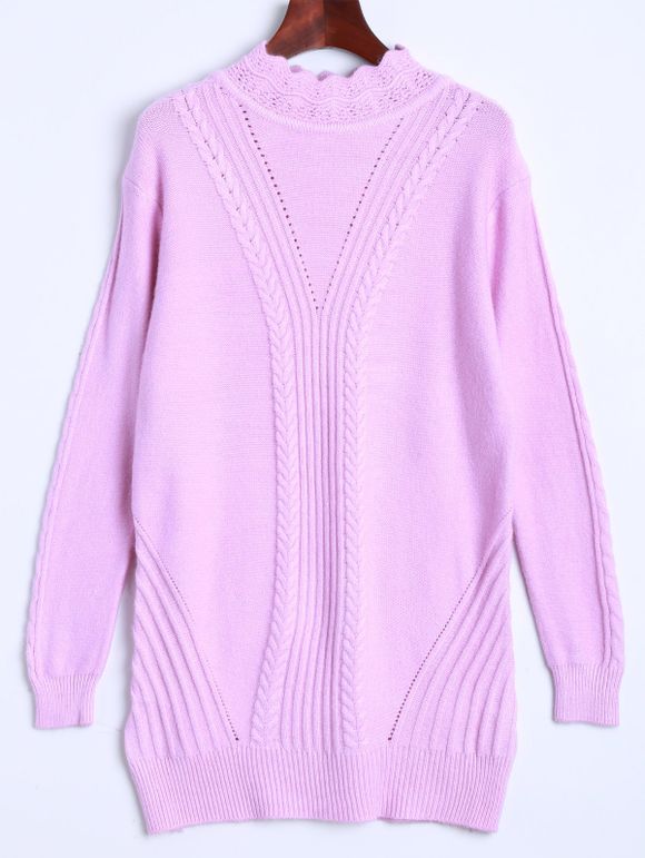 Col haut côtelé Sweater - Violet clair ONE SIZE