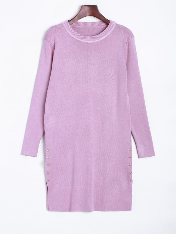 Pull long en maille - Rose ONE SIZE