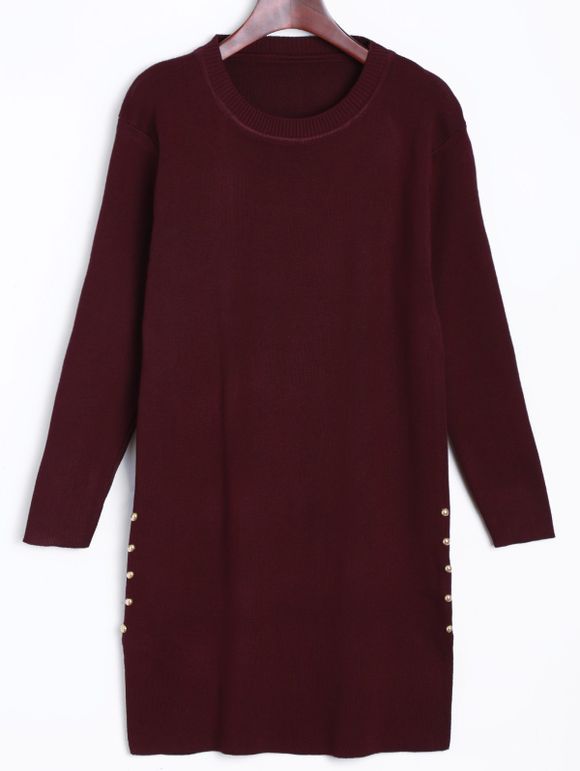 Pull long en maille - Rouge vineux ONE SIZE