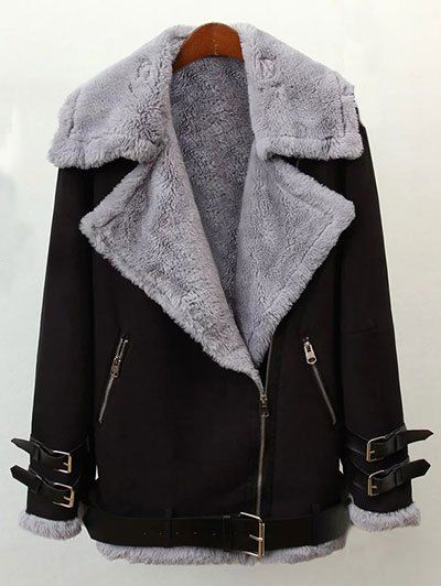 

Faux Shearling Winter Jacket, Black