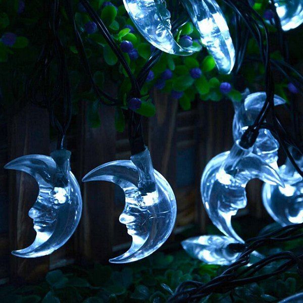 

Party Decoration 4.8M Christmas Solar Power Moon LED String Light, White