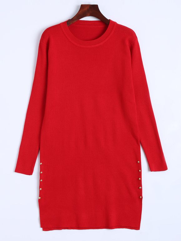 Pull long en maille - Rouge ONE SIZE