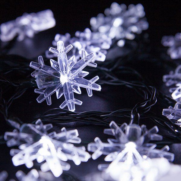 

4.8M Christmas Snowflake Solar Power LED String Light, White