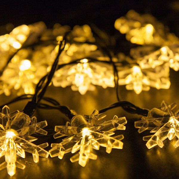 

4.8M Christmas Snowflake Solar Power LED String Light, Warm white light