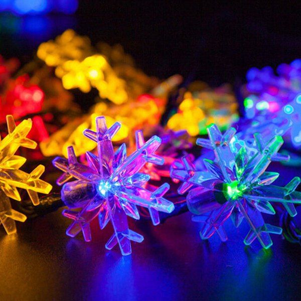 

4.8M Christmas Snowflake Solar Power LED String Light, Colorful