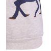 Sweat-shirt avec motifs de cerfs et flocage de losanges - Gris 2XL