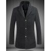 Manteau de laine de Simple boutonnage à collet debout - Noir 5XL